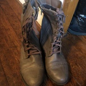 Grey combat boots
